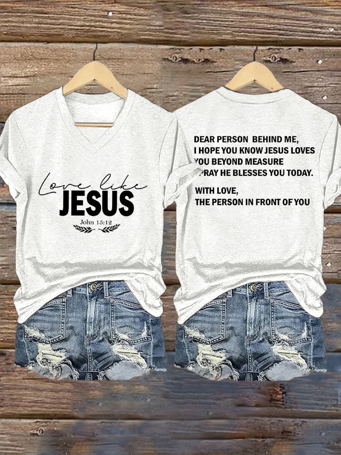 Women's Love Like Jesus Print Casual  T-Shirt