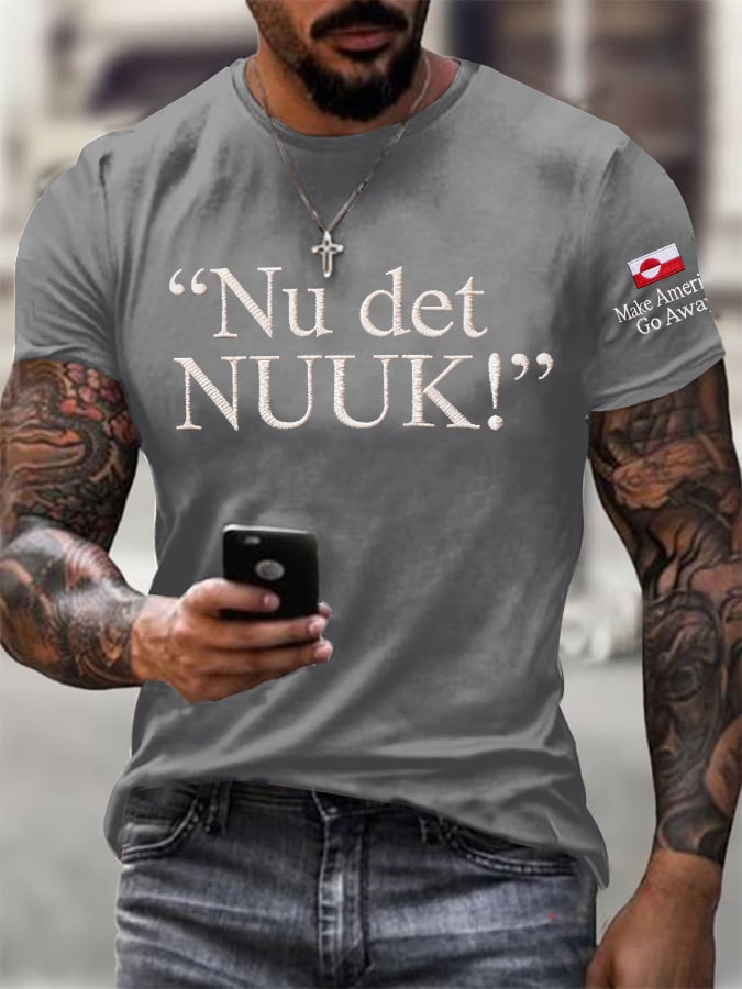 Men's Retro Nu Det Nuuk! Make America Go Away Print T-Shirt