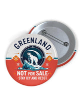 Unisex Retro Greenland Not For Sale Stay Icy And Resist Print Brooch For