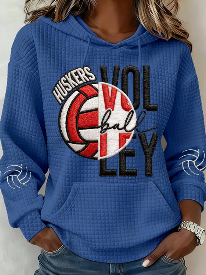 Women's Volleyball Print Casual Hooded Sweatshirt
