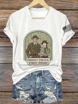 V-Neck Retro Protect The U.S. Forest Service Print T-Shirt