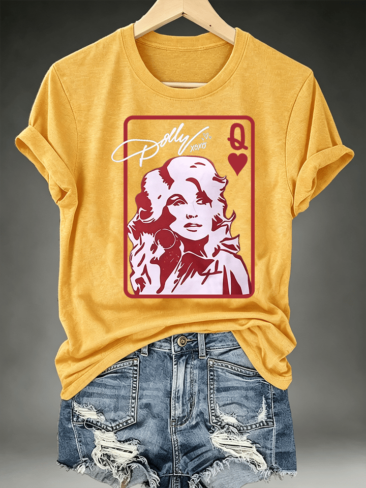 Women's Queen of Hearts Shirt Country Music Graphic Print T-Shirt