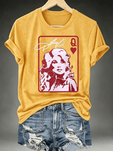 Women's Queen of Hearts Shirt Country Music Graphic Print T-Shirt