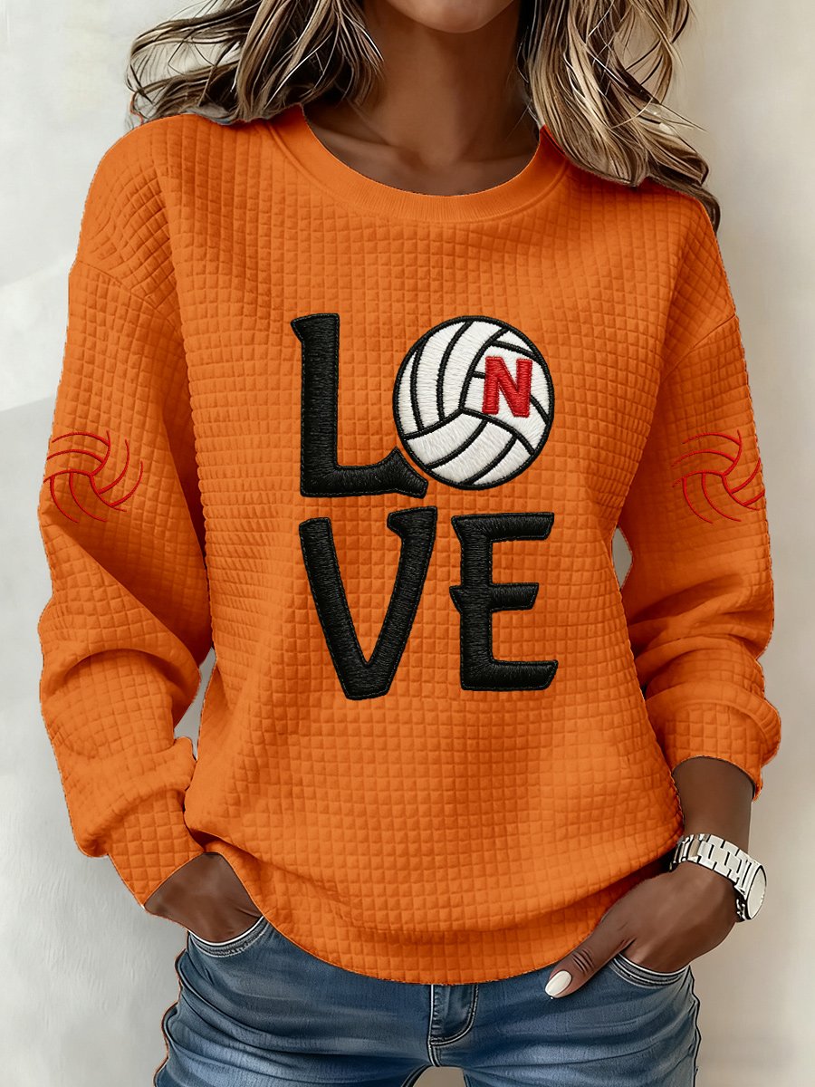 Women'S Retro Volleyball Print Long Sleeve Sweatshirt