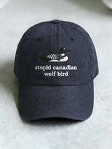 Unisex casual Stupid Canadian wolf bird washed cotton hat