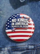 🔥Buy 3 Get 15% Off🔥Unisex Retro No Kings Day March 28 2026 Print Pin-Back Button