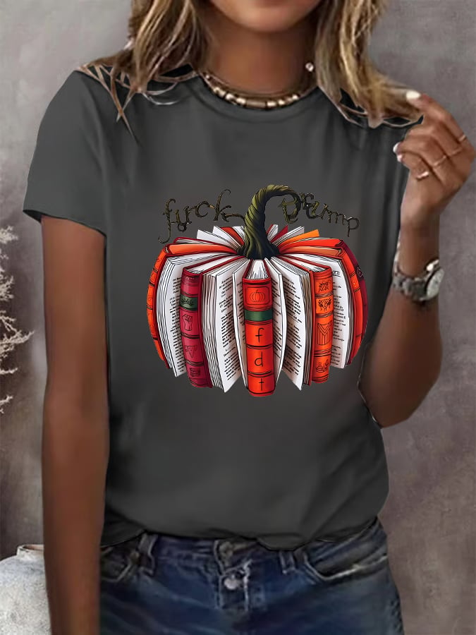 🔥Buy 3 Get 15% Off🔥Women's  Fall Book Pumpkin DTF transfer - FDT, Fall Aesthetic print  T-Shirt
