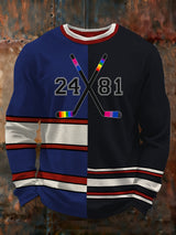 Men's Retro Pride Hockey Sticks Printed Casual Top