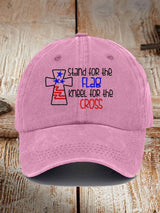 I Stand For The Flag I Kneel for The Cross Faith Print Baseball Cap
