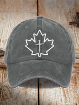 Unisex Leaf Cross Print Baseball Cap