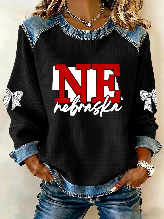 Women's Retro Volleyball Print Casual Sweatshirt