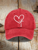 Unisex Heart Cross Print Baseball Cap