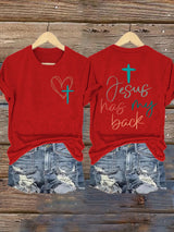 Women's Jesus Has My Back Print Shirt