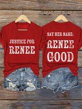 V-Neck Retro Justice For Renee Say Her Name:Renee Nicole Good Print T-Shirt