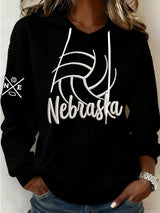 Women's Vintage Volleyball Print Hoodie