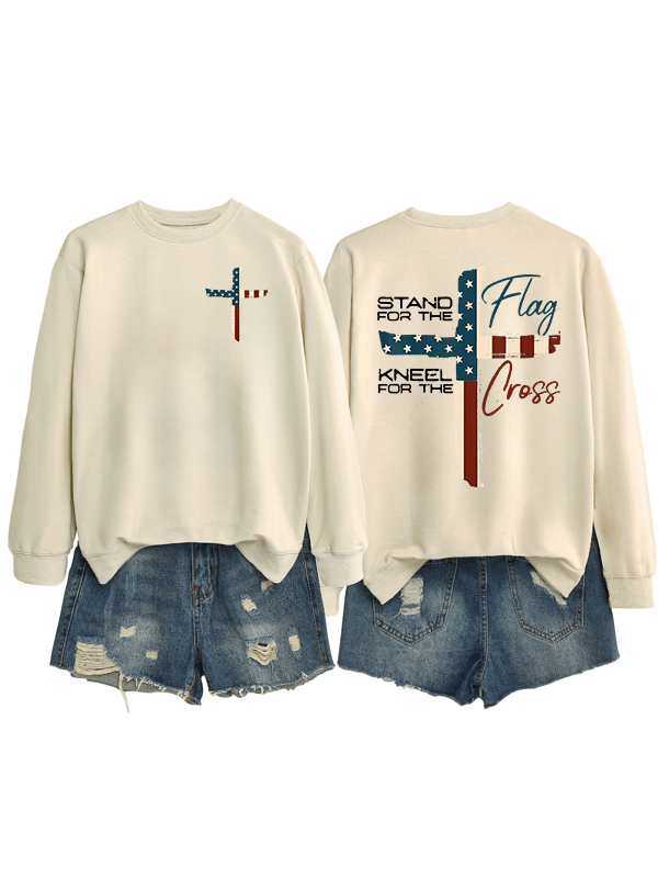 Women's  Stand For The Flag Kneel For The Cross  Print  Sweatshirt