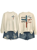 Women's  Stand For The Flag Kneel For The Cross  Print  Sweatshirt