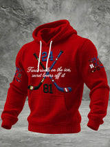 Men's Ice Hockey Fierce Rivals On The Ice, Secret Lovers Off It Printed Casual Hoodie