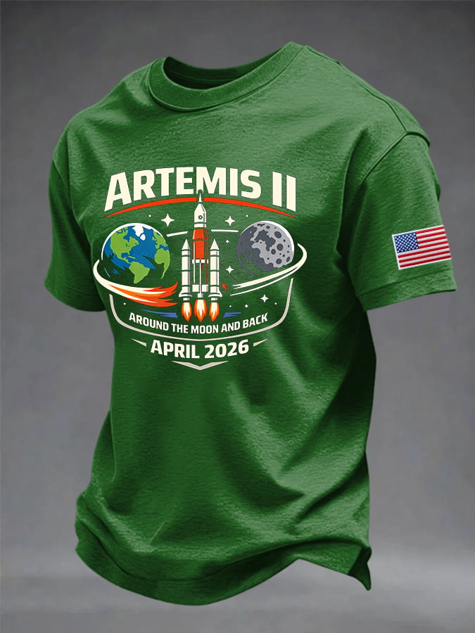 Men's To The Moon And Beyond Printed Casual T-shirt