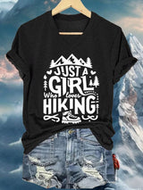 Women's Just A Girl Who Loves Hiking Printed V Neck T-Shirt