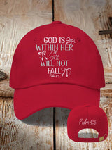Retro God Is Within Her She Will Not Fall Psalms 46:5 Print Baseball Cap