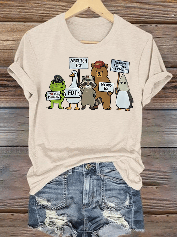 Women's  FDT Cartoon animals printed T-shirt