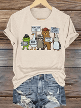 Women's  FDT Cartoon animals printed T-shirt
