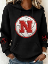 Women's Volleyball Print Casual Hooded Sweatshirt