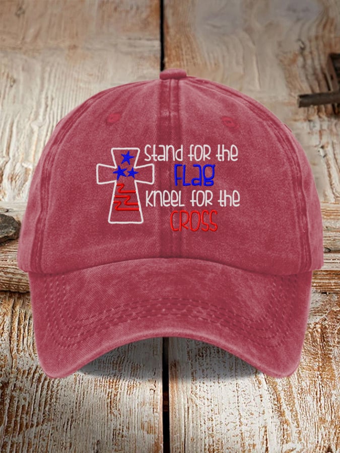 I Stand For The Flag I Kneel for The Cross Faith Print Baseball Cap