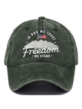In God We Trust In Freedom We Stand Slouchy Print Baseball Cap