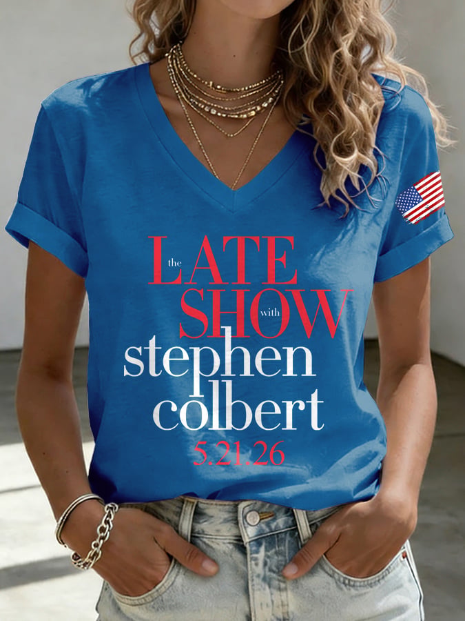 🔥Buy 3 Get 15% Off🔥V-Neck Retro Late Show 05.21.2026 Print T-Shirt