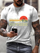 Retro Men's Still Playing Outdoors Hiking Print T-Shirt