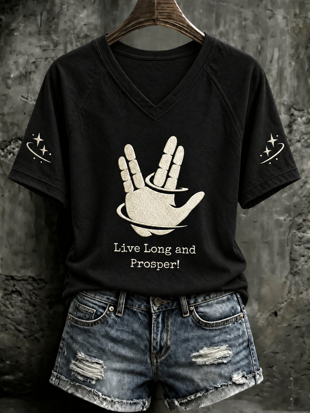 Women's Live Long And Prosper Print Casual T-shirt