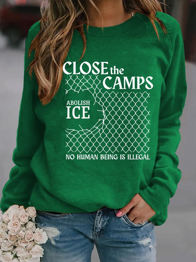 Women's  Abolish ICE  Close The Camps  Printed  Sweatshirt
