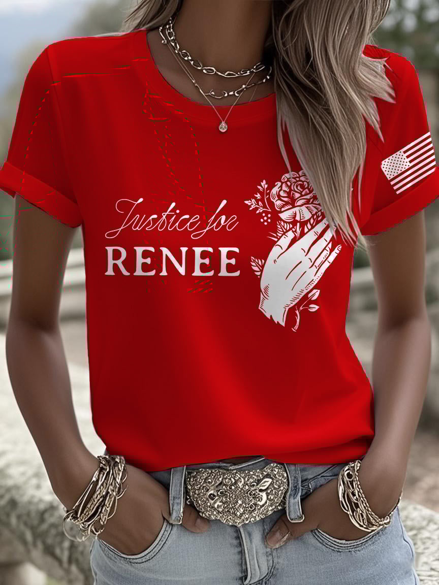 Retro Justice For Renee Print T-Shirt