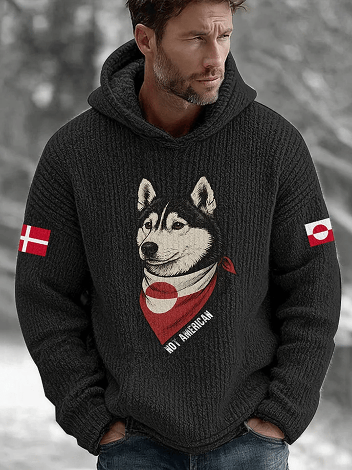 Men's Retro Greenland Dog Not American Print Hoodie