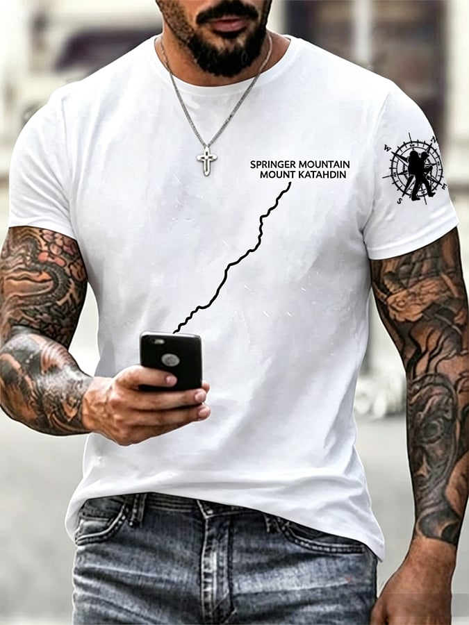 Men's Appalachian Trail Map Hiking  Print T-Shirt
