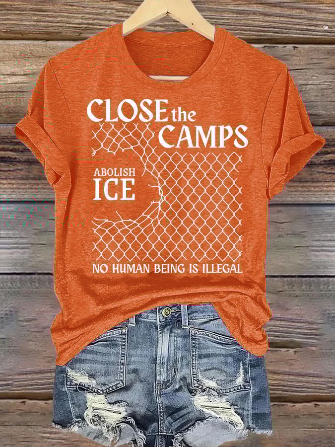 Women's  Abolish ICE  Close The Camps Print  T-Shirt