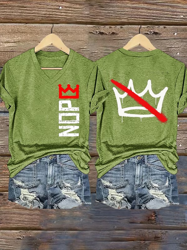 🔥Buy 3 Get 15% Off🔥Women's  Nope, No Kings In America Print T-shirt