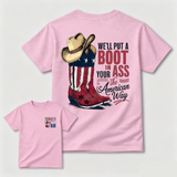 American Cowboy Boots Patriotic Graphic T-Shirt