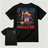 Patriotic Cowboy Boots Guitar Fireworks T-Shirt