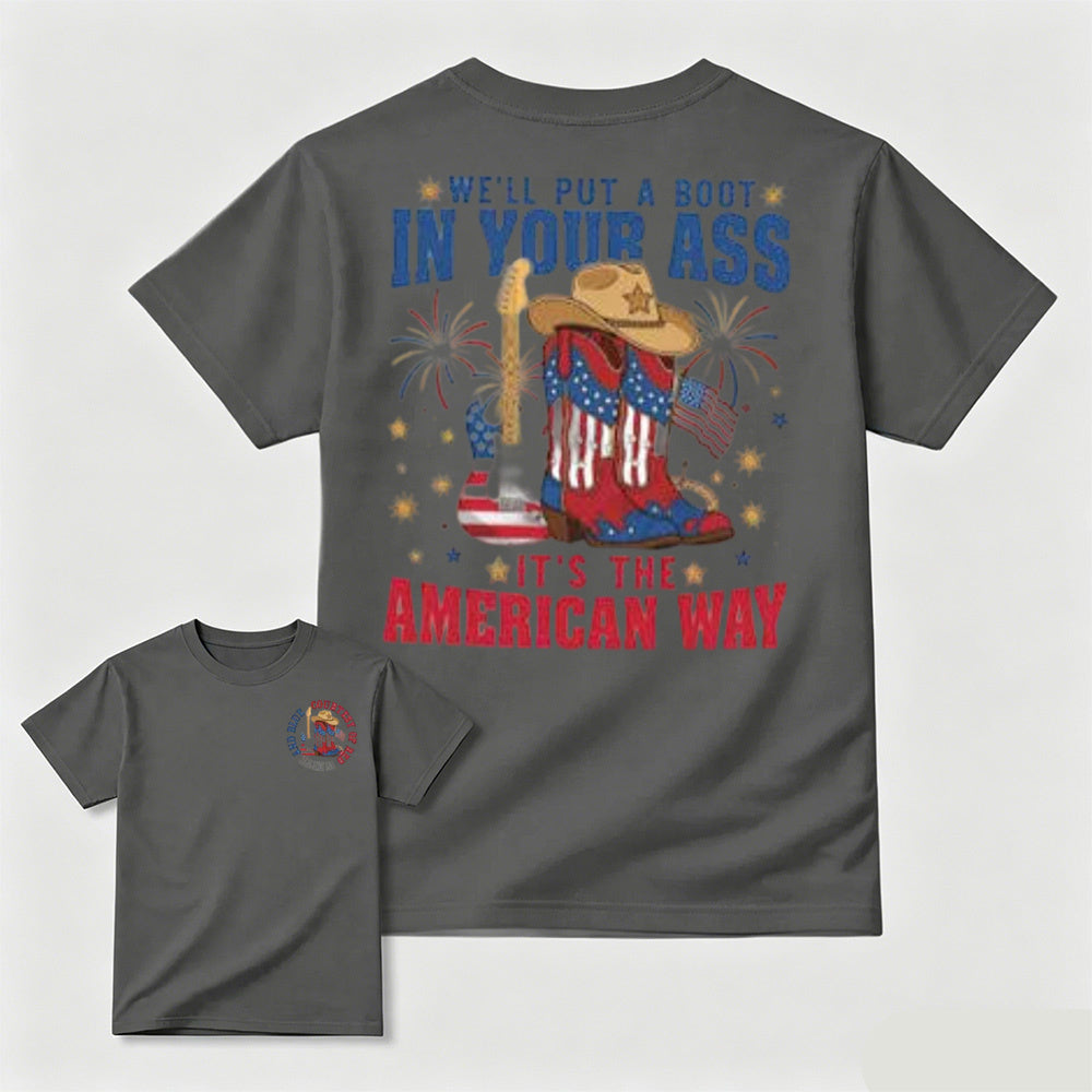 Patriotic Cowboy Boots Guitar Fireworks T-Shirt