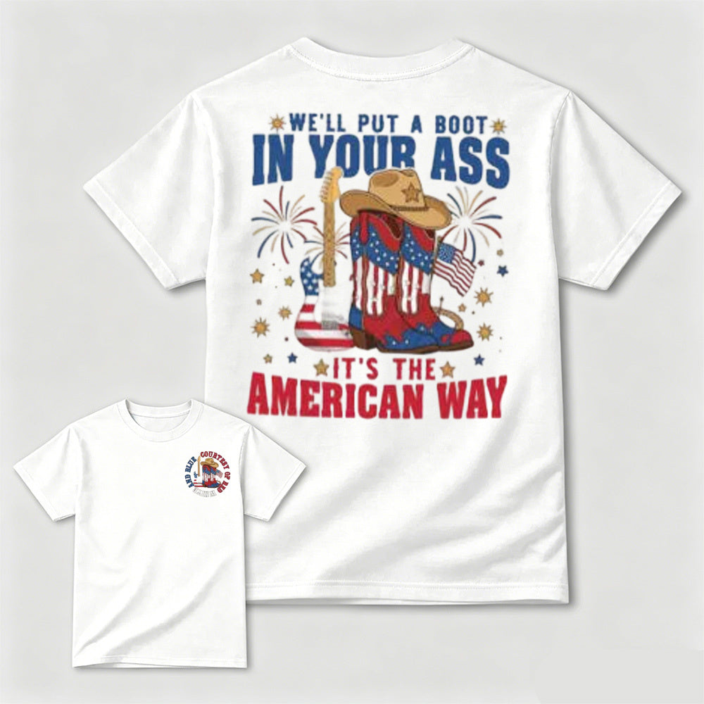 Patriotic Cowboy Boots Guitar Fireworks T-Shirt