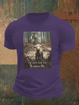 Men's  He Left the 99 to Rescue Me, Jesus and Lost Sheep, Christian T-shirt