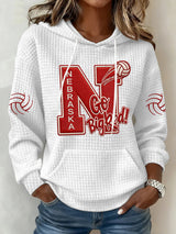 Women's Vintage Volleyball Print Hoodie