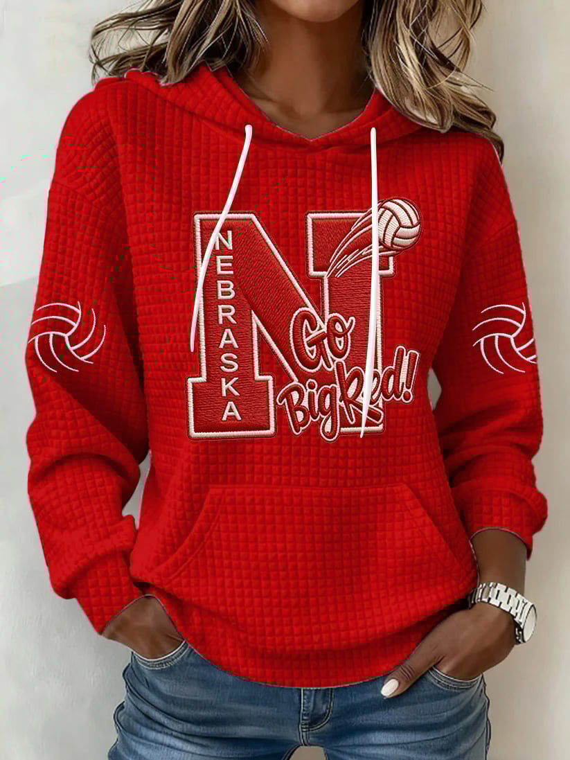 Women's Vintage Volleyball Print Hoodie