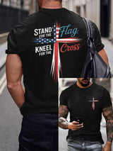 🔥Hot Sale Picks 🔥Men's Stand For Flag Kneel For The Cross Print T-Shirt