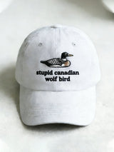 Unisex casual Stupid Canadian wolf bird washed cotton hat
