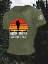Retro Men's Hike More Worry Less Hiking Print T-Shirt