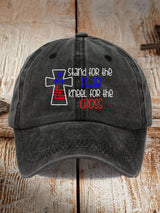 I Stand For The Flag I Kneel for The Cross Faith Print Baseball Cap